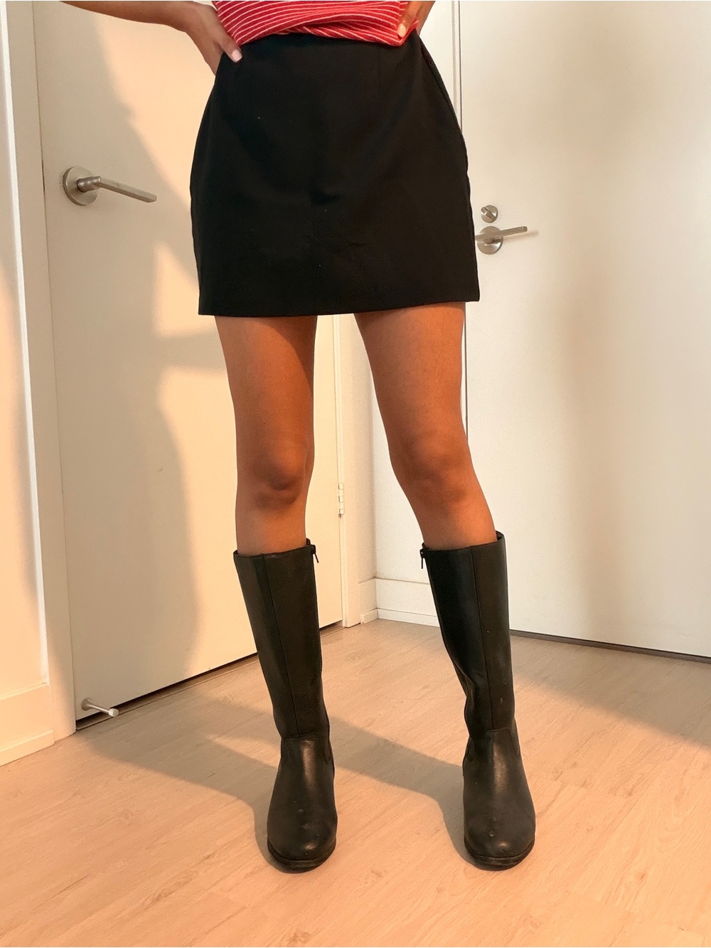 Aldo Tall Black Leather Winter Boots